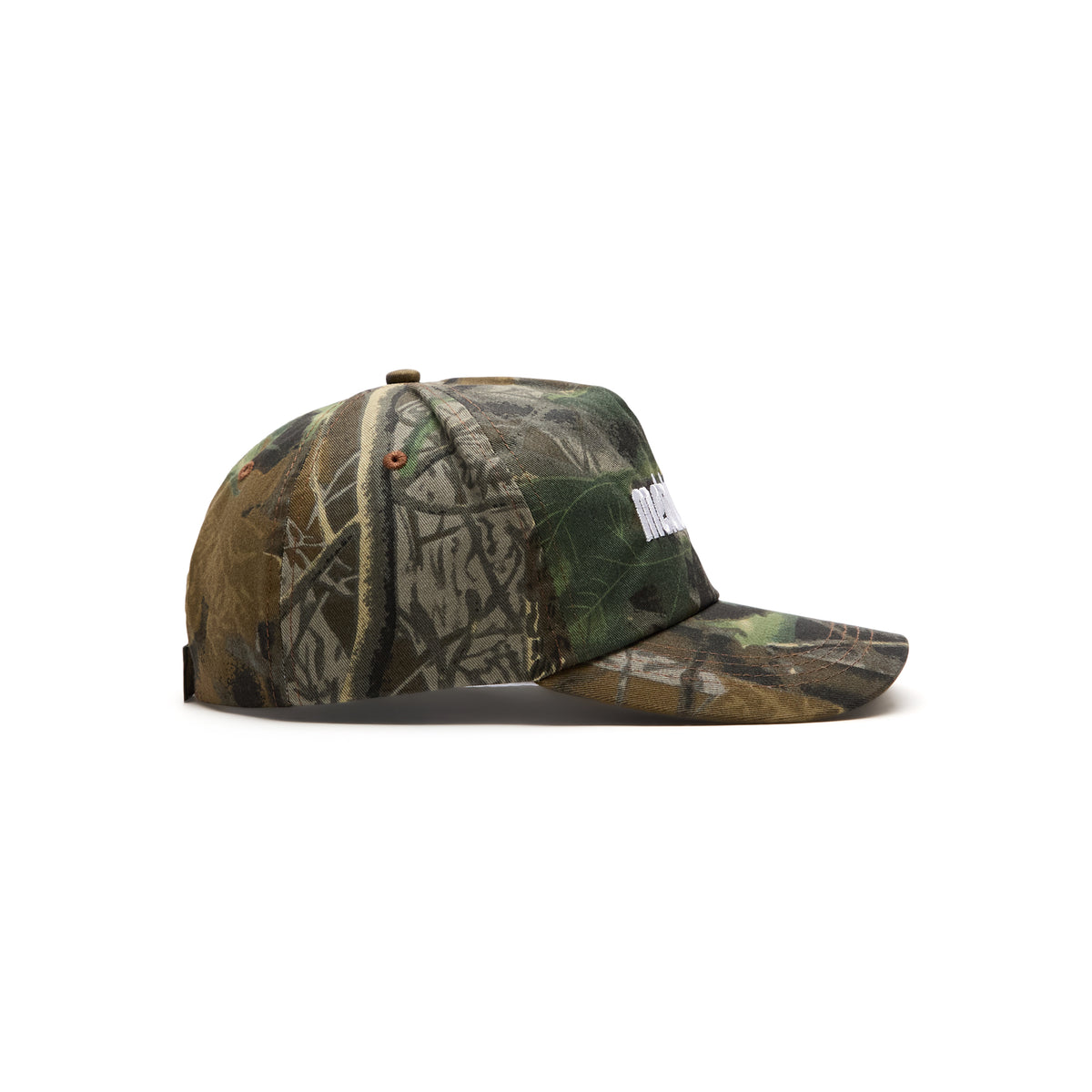 Metalwood Studio Metal Logo 5-panel Hat (Real Leaf Camo & White)