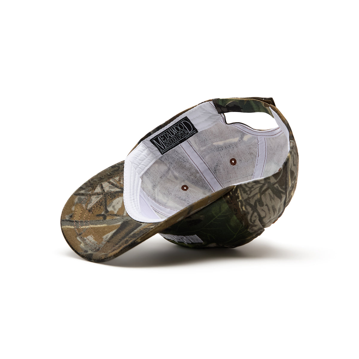 Metalwood Studio Metal Logo 5-panel Hat (Real Leaf Camo & White)