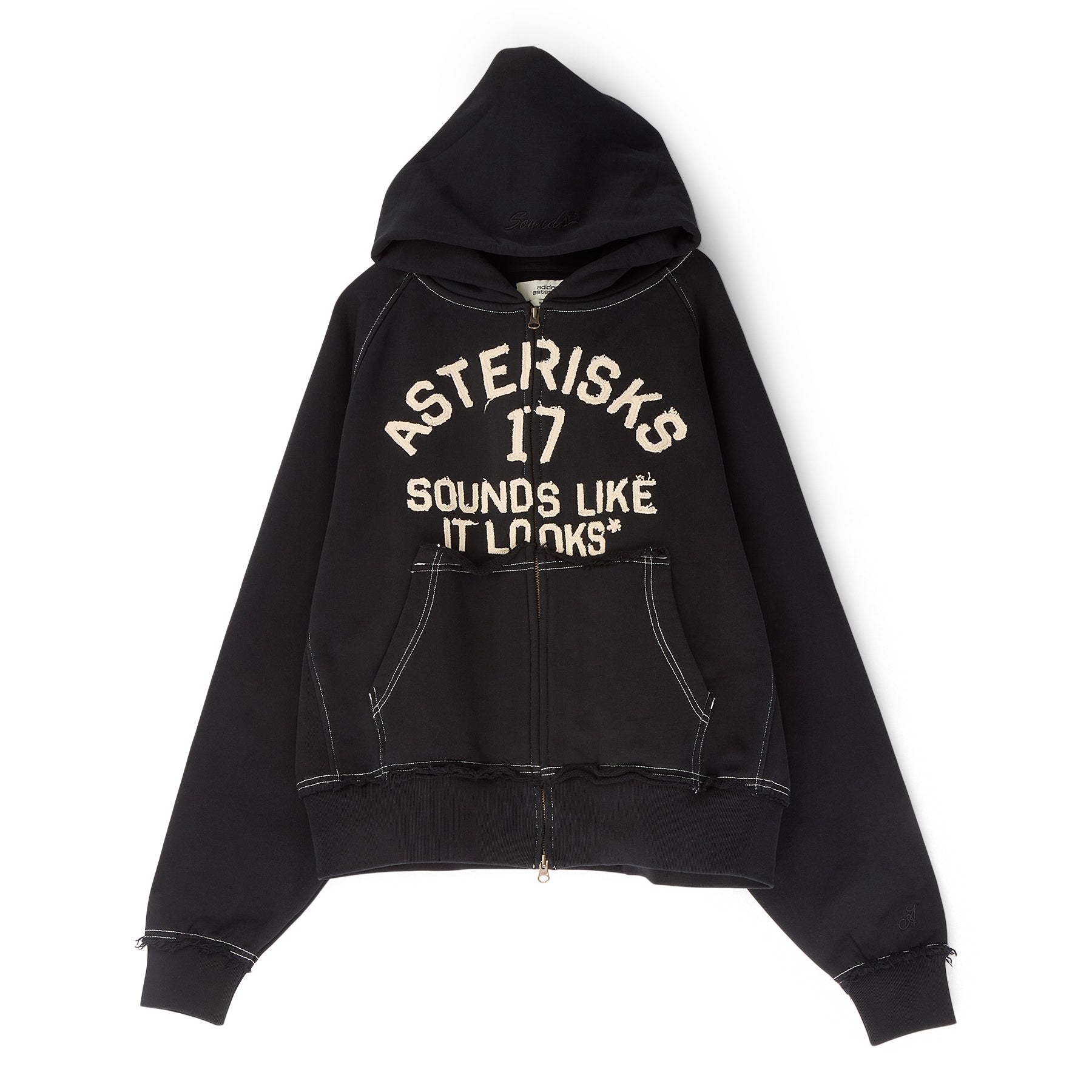 Adidem Asterisks Frayed Collegiate Hoodie (Black/Cream)
