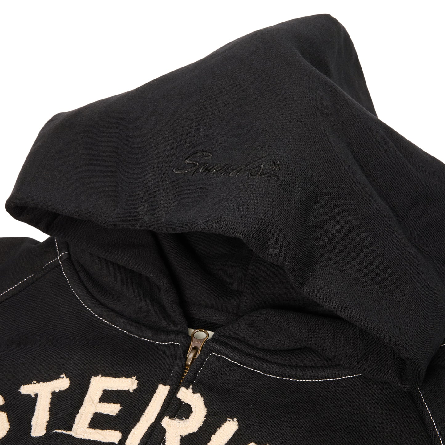 Adidem Asterisks Frayed Collegiate Hoodie (Black/Cream)