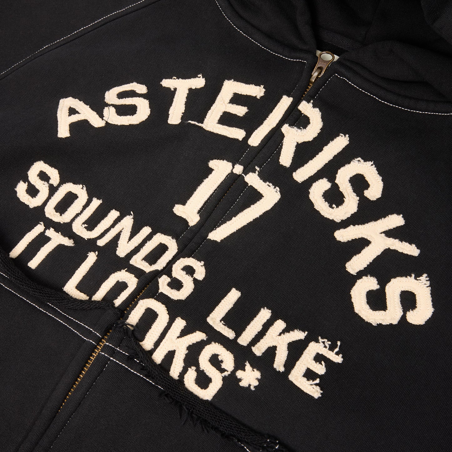 Adidem Asterisks Frayed Collegiate Hoodie (Black/Cream)