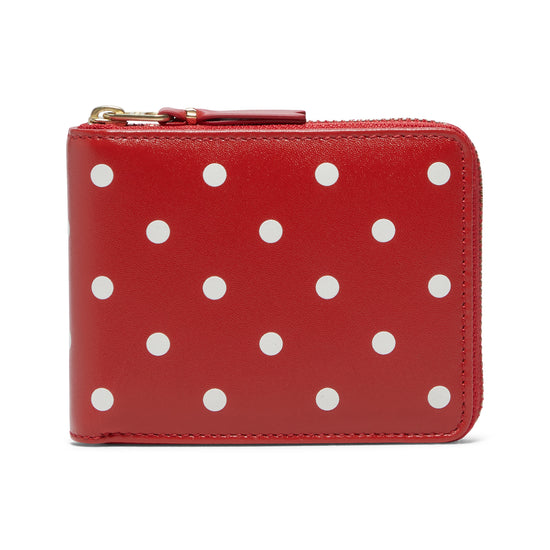 Comme Des Garcons Polk Dot Printed Leather Wallet (Red)