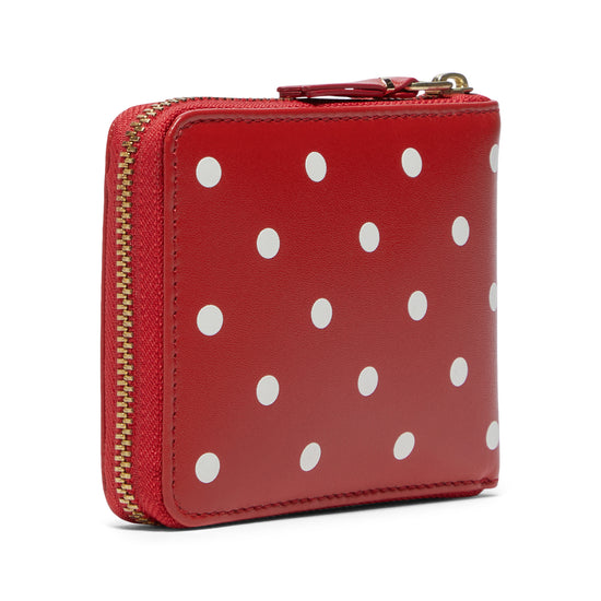 Comme Des Garcons Polk Dot Printed Leather Wallet (Red)