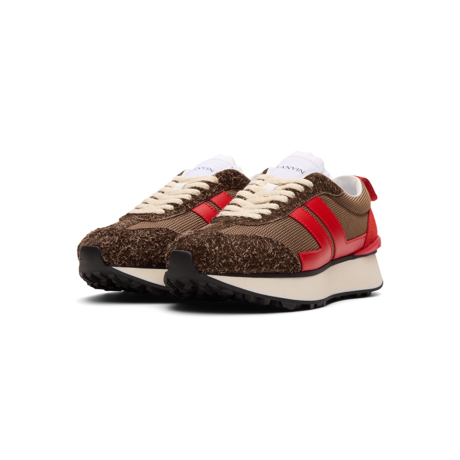 Lanvin Bumpr Mesh Sneakers (Brown/Red)