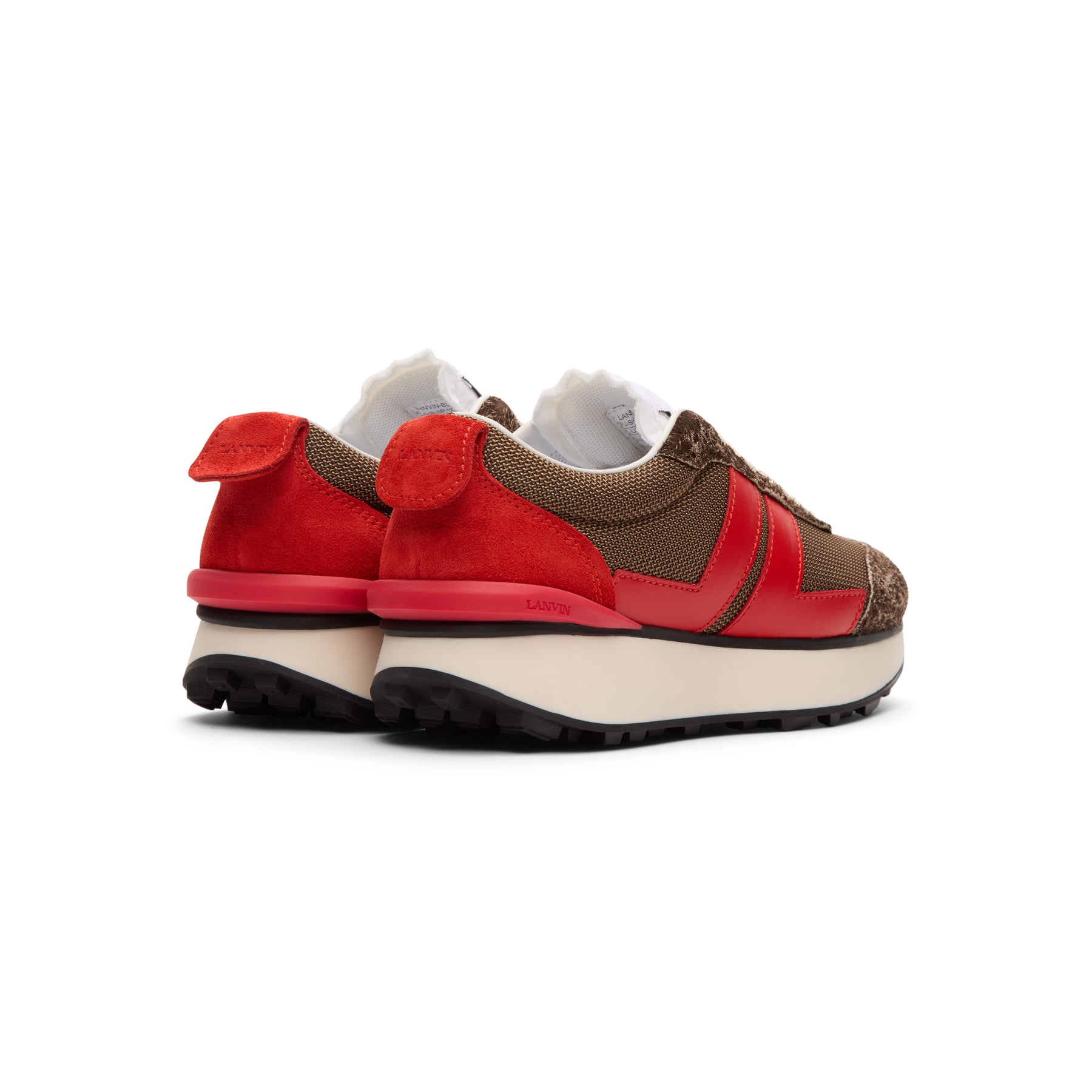 Lanvin Bumpr Mesh Sneakers (Brown/Red)