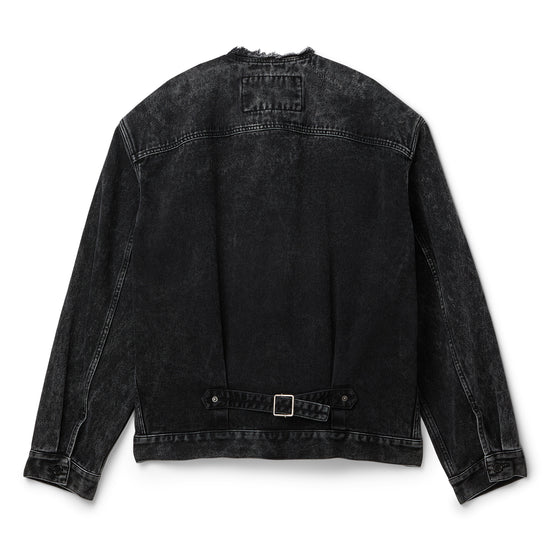 Lanvin Loose Fit Washed Denim Collarless Jacket (Black)