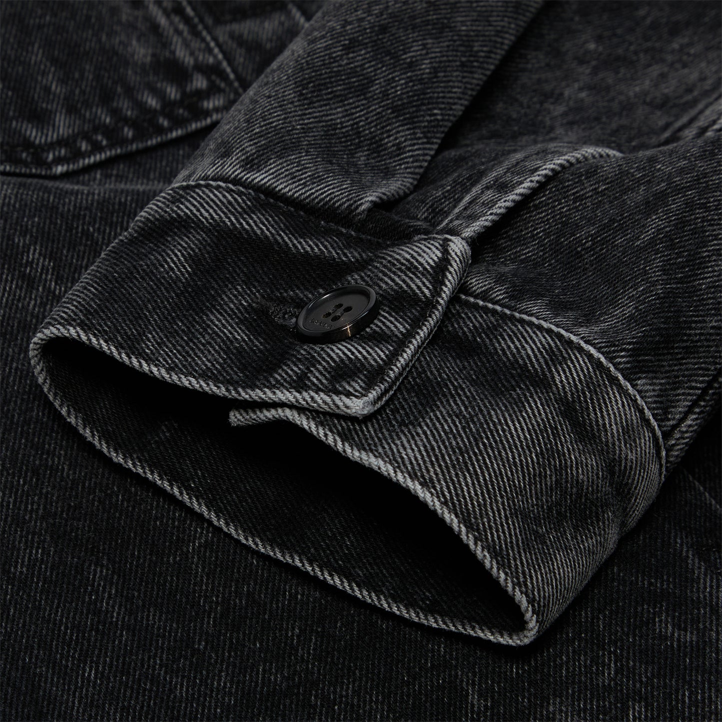Lanvin Loose Fit Washed Denim Collarless Jacket (Black)