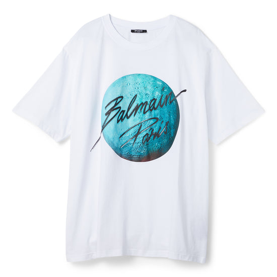 Balmain Printed Paris & Planet T-Shirt (White)