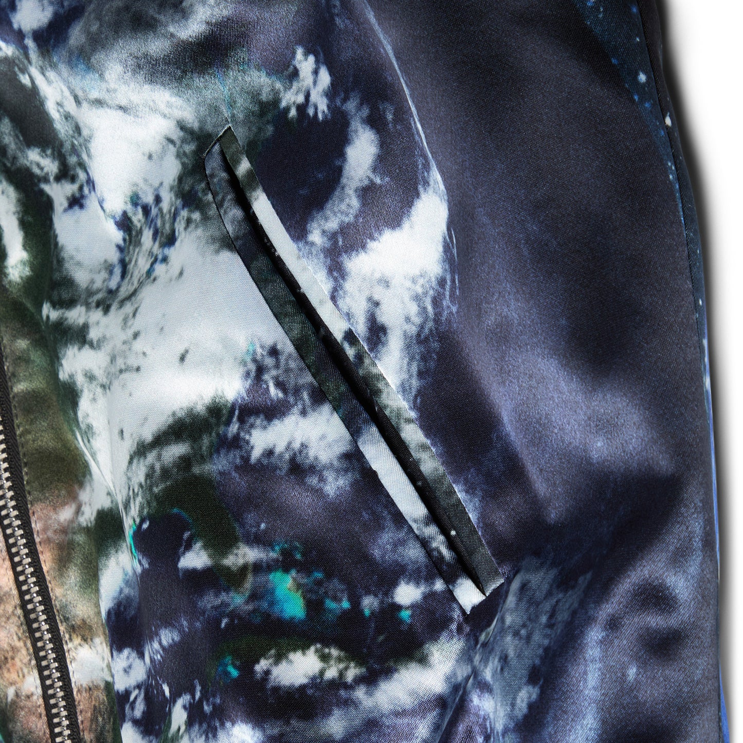 Balmain Earth & Stars Print Zipped Varsity Jacket (Black)