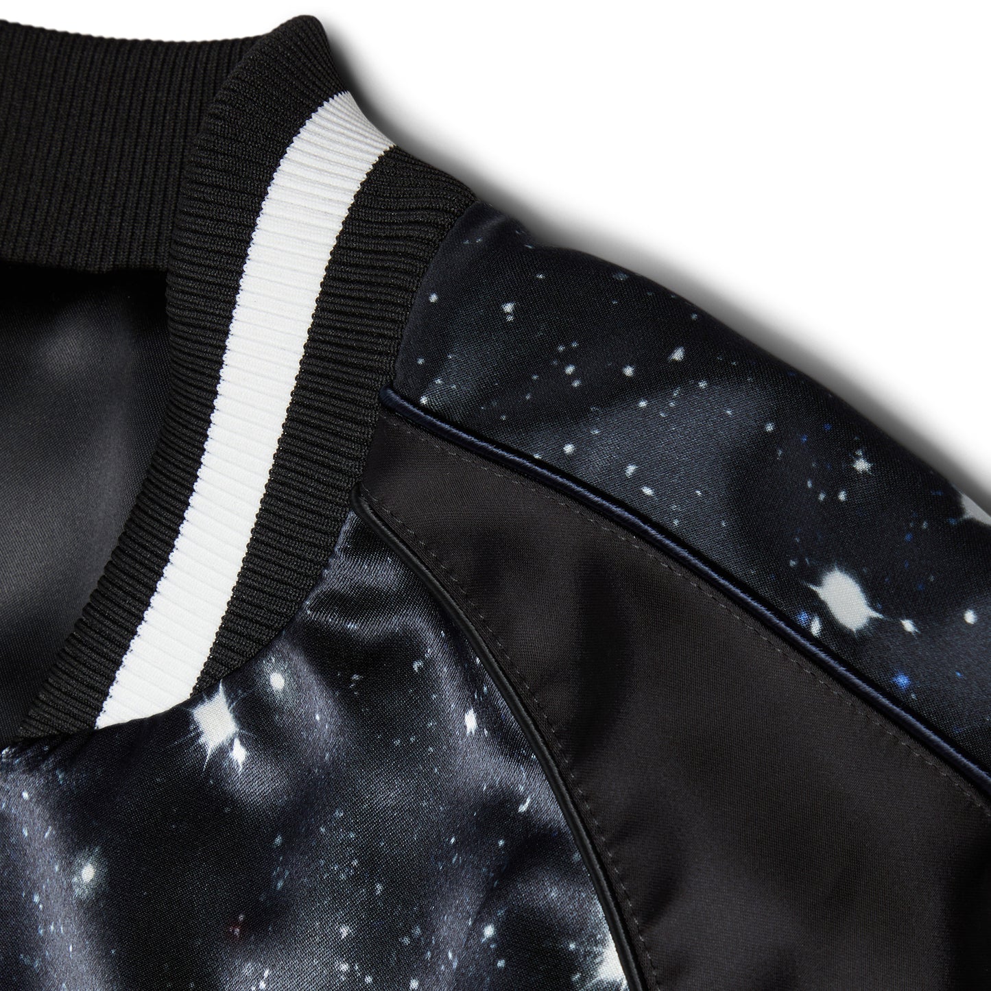Balmain Earth & Stars Print Zipped Varsity Jacket (Black)
