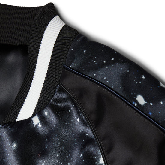 Balmain Earth & Stars Print Zipped Varsity Jacket (Black)