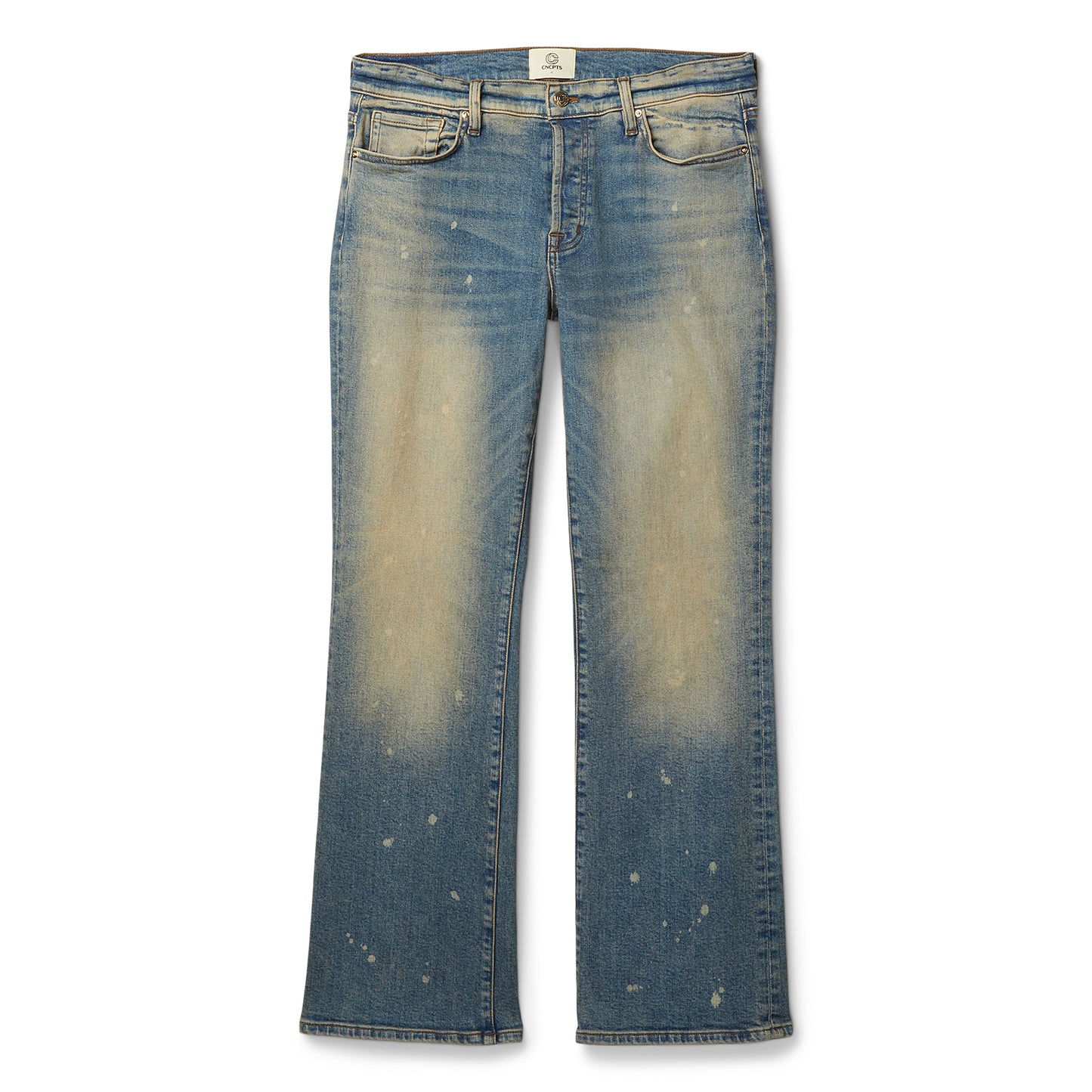 CNCPTS Indigo Wash Splatter Bootcut Denim Pant (Indigo)