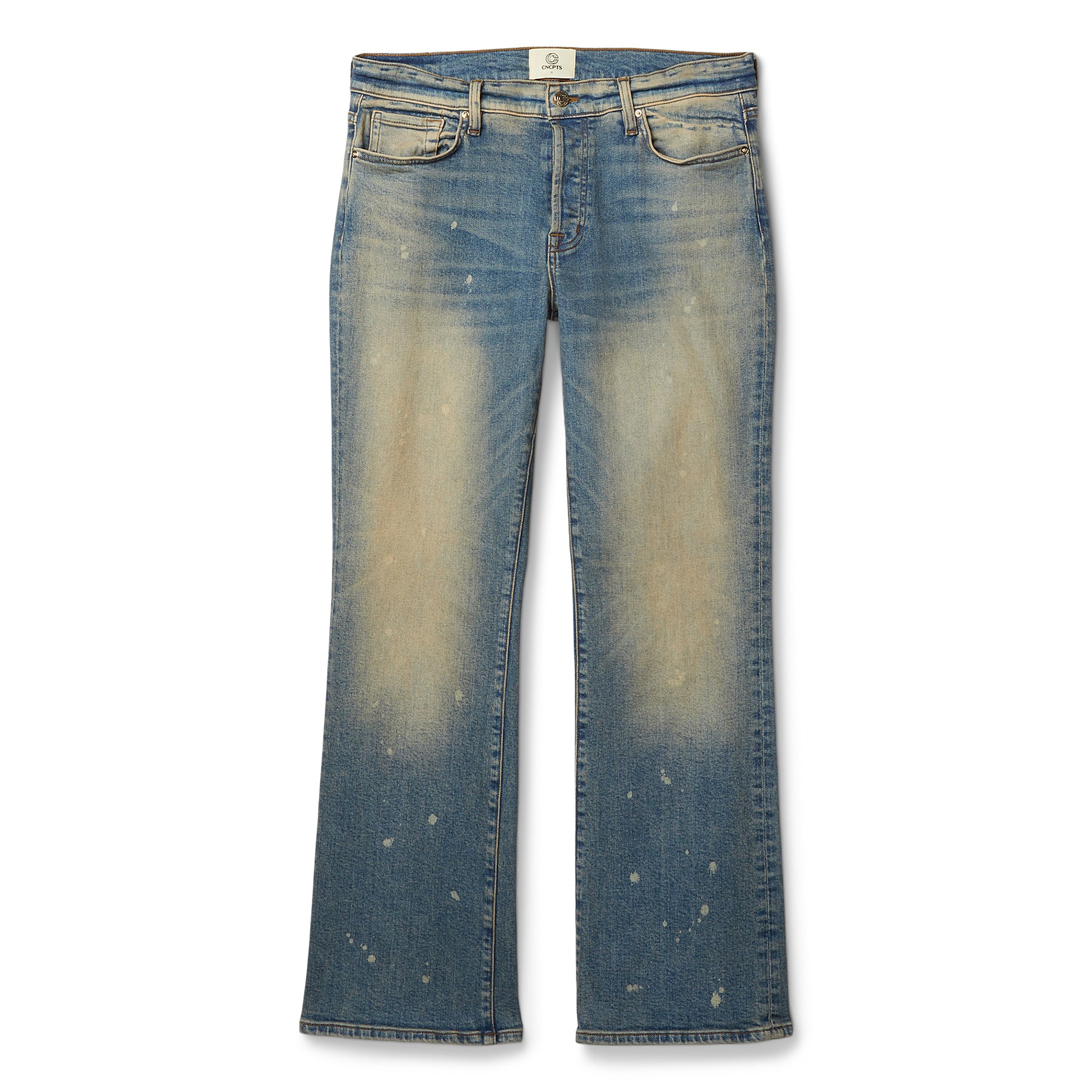 CNCPTS Indigo Wash Splatter Bootcut Denim Pant (Indigo)