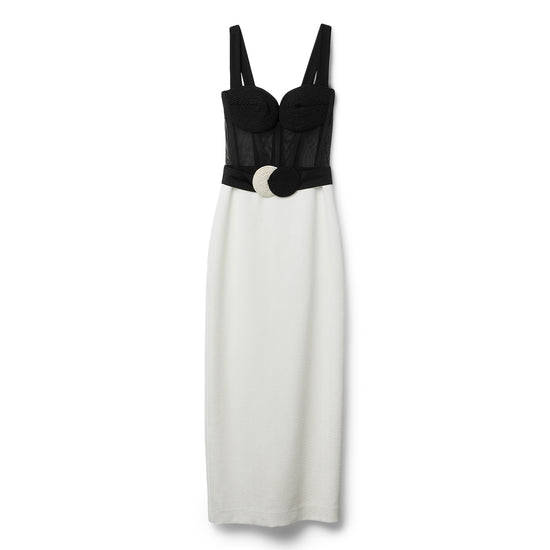 PatBO Jersey Sands Corset Midi Dress (Black/White)