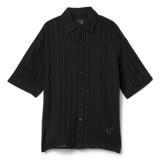 Beach Brains Boxy Short Sleeve Shirt (Sheer Black)