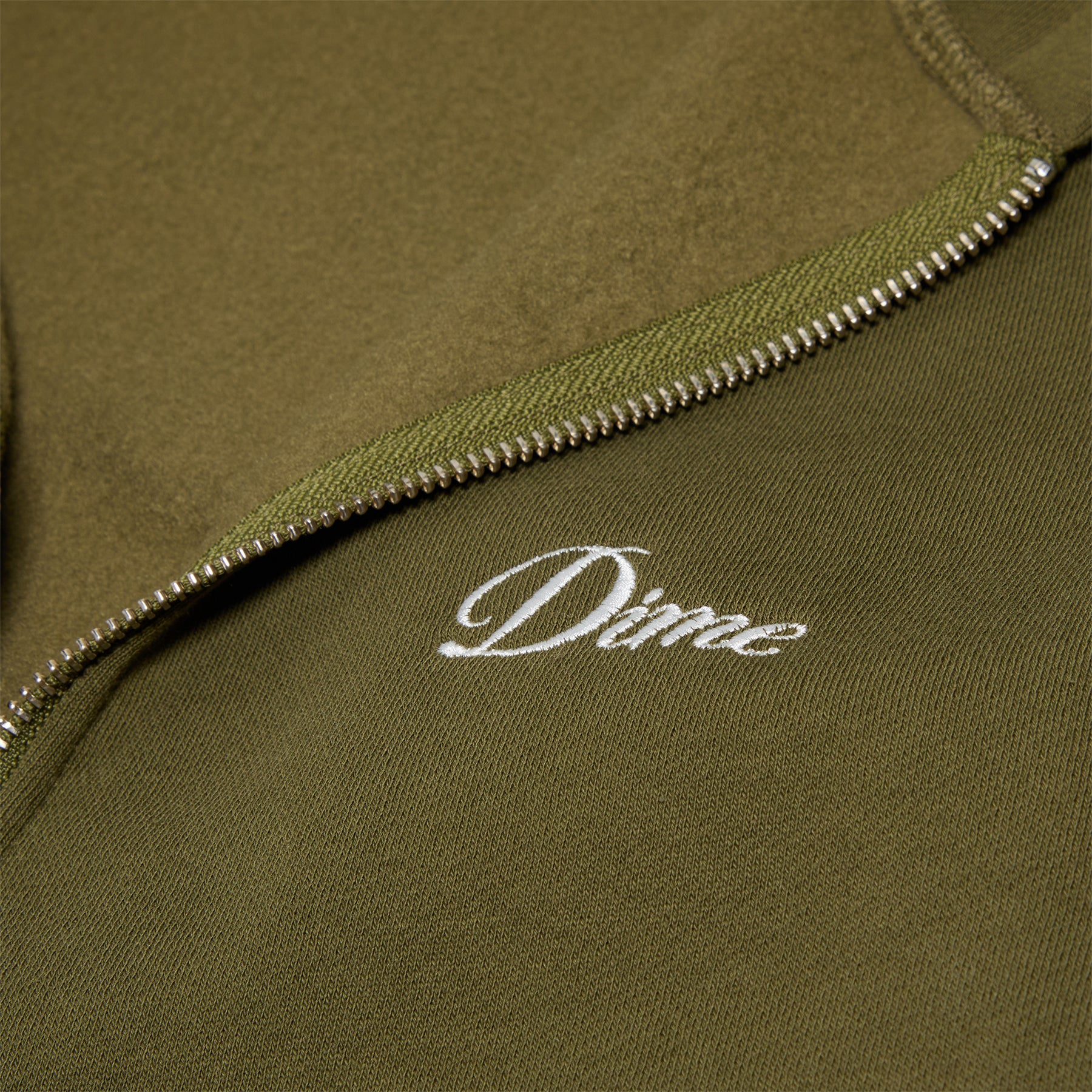 Dime Cursive Zip Hoodie (Dark Olive)