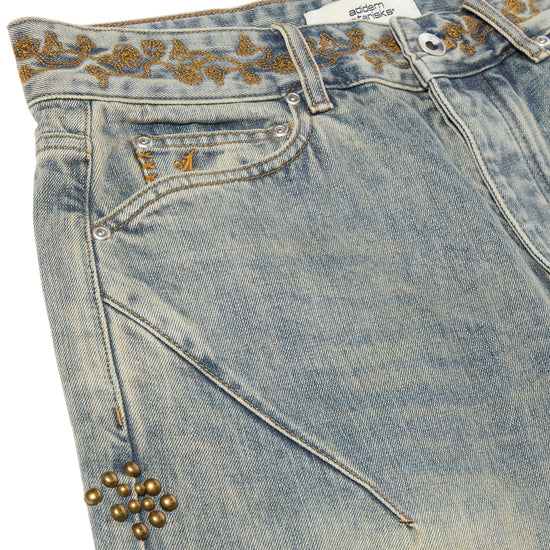 Adidem Asterisks Studded Denim Shorts (Rust Wash)