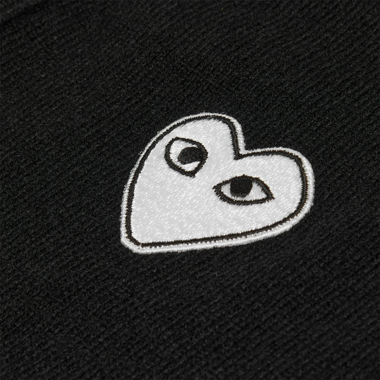 Comme Des Garcons PLAY V-Neck Cardigan White Emblem Knit (Black)