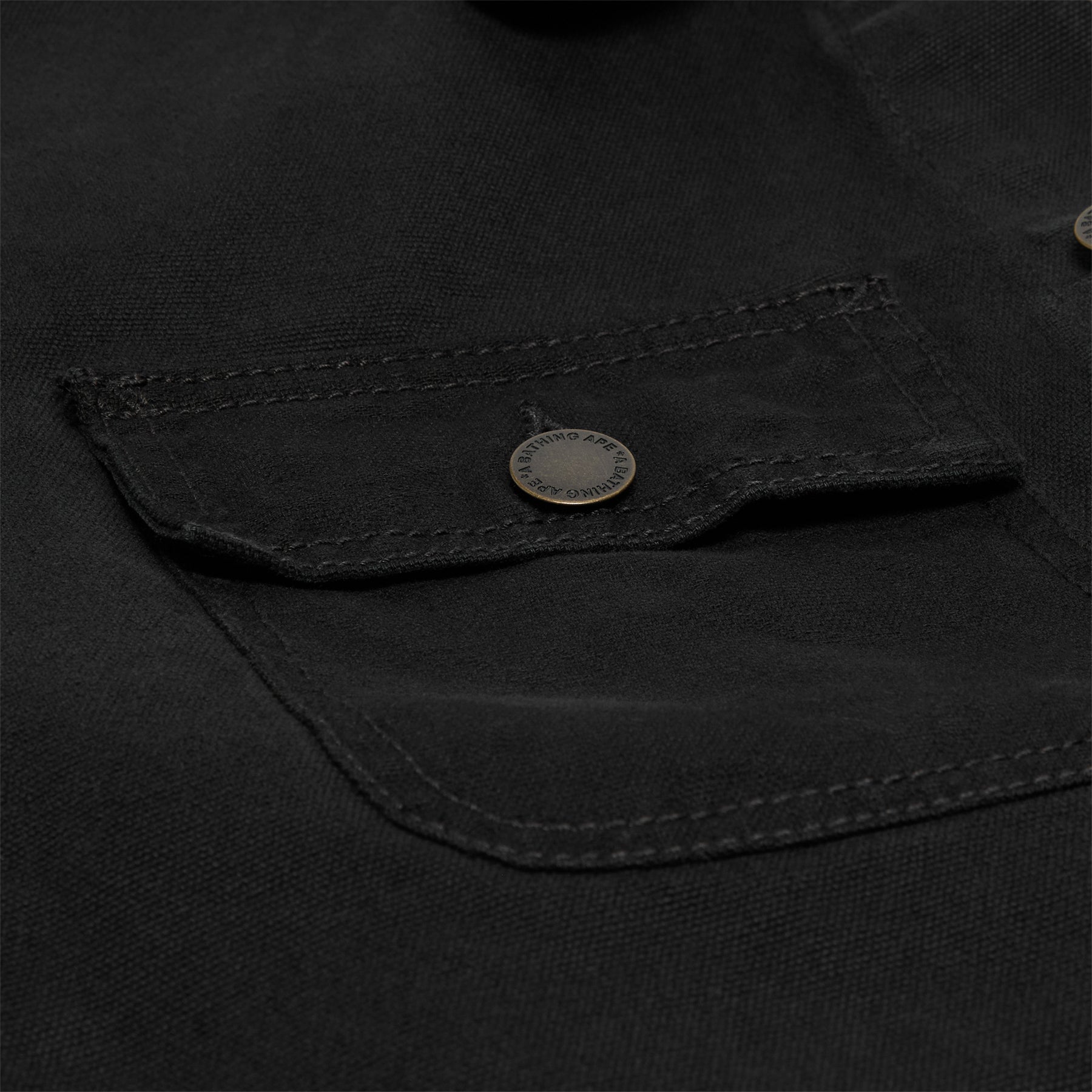 A Bathing Ape  Line Camo Jacquard Patched Pocket Garment Dye Work Jacket (Black)