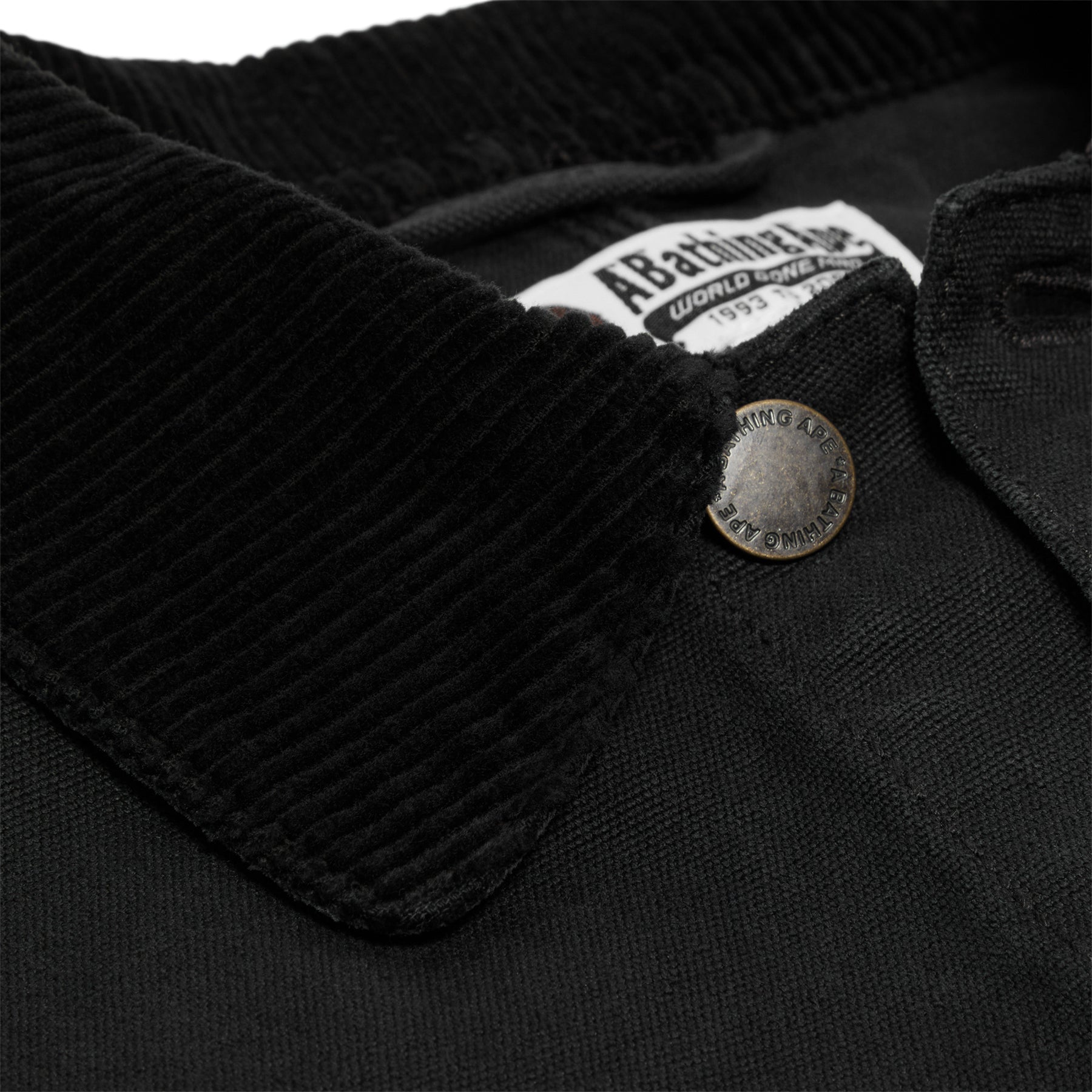 A Bathing Ape  Line Camo Jacquard Patched Pocket Garment Dye Work Jacket (Black)