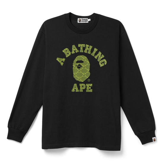 A Bathing Ape College Monogram College Relaxed Fit Longsleeve Tee (Black)
