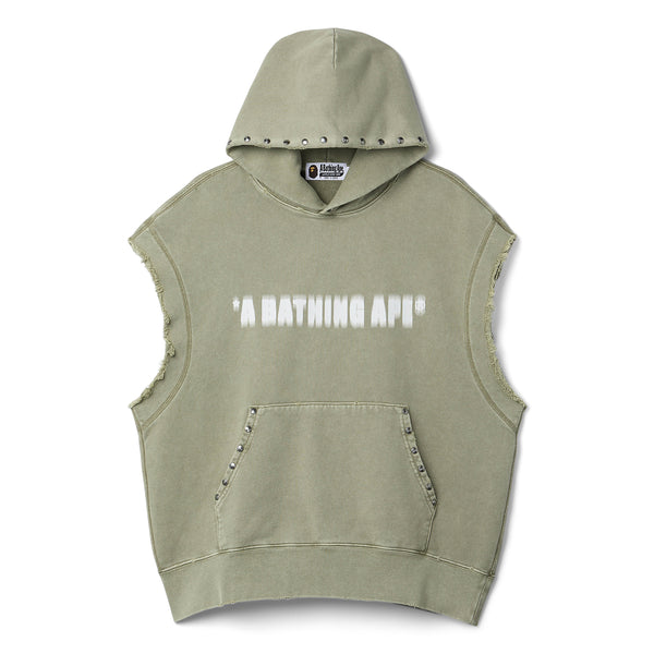【A BATHING APE】2色展開 STUDDED GARMENT DYE PULLOVER HOODIE A Bathing Ape Studded Garment Dye Logo Sleeveless Pullover