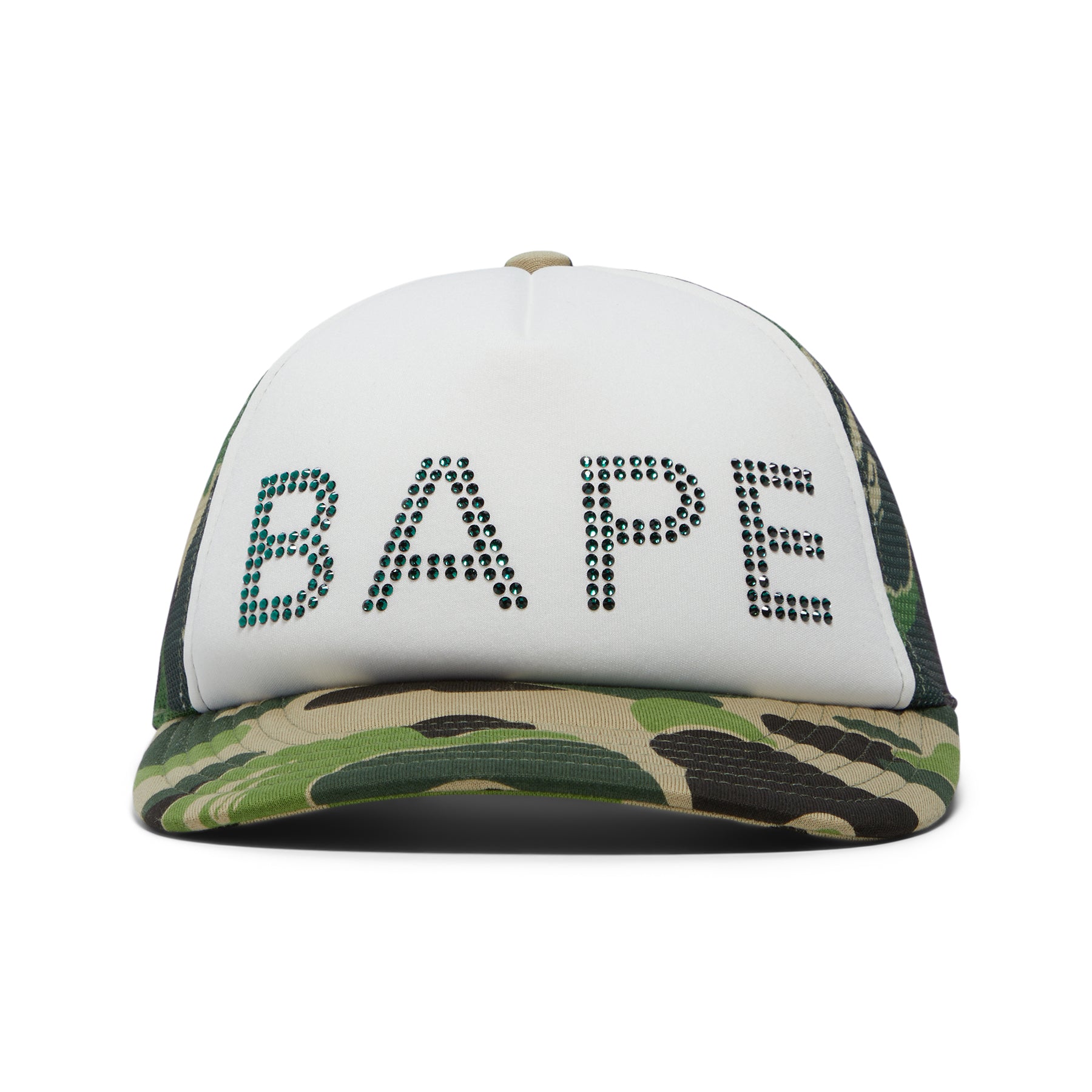 A Bathing Ape ABC Camo Crystal Stone Mesh Cap (Green)