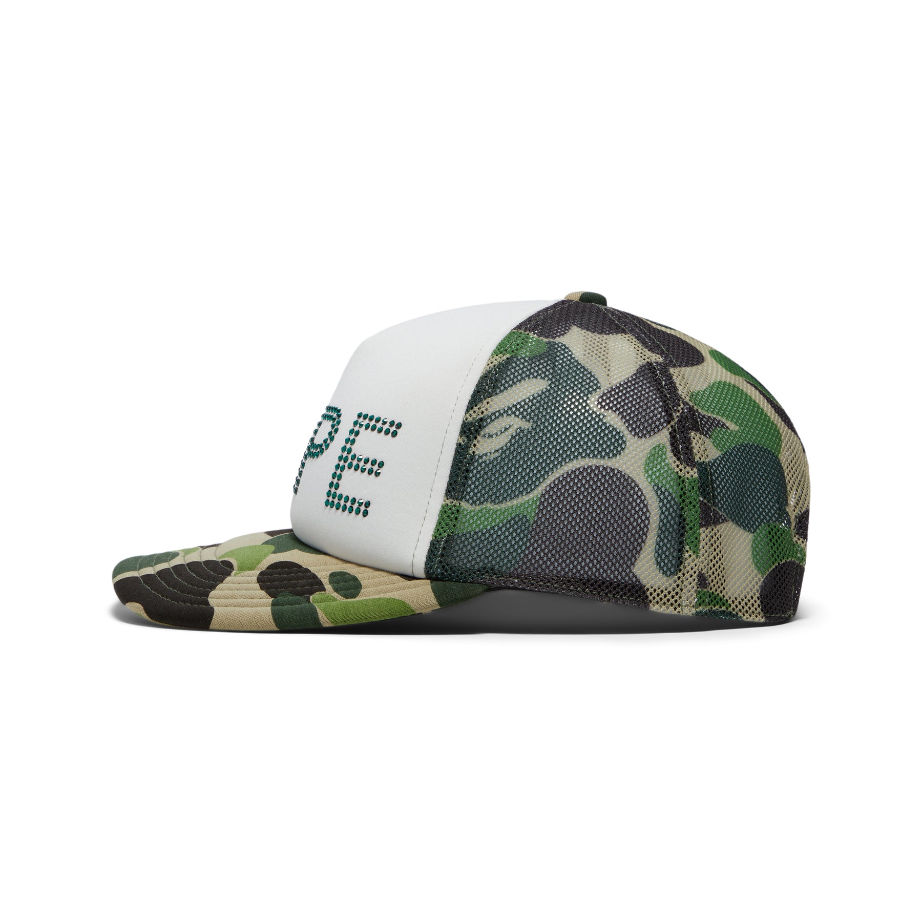 A Bathing Ape ABC Camo Crystal Stone Mesh Cap (Green)