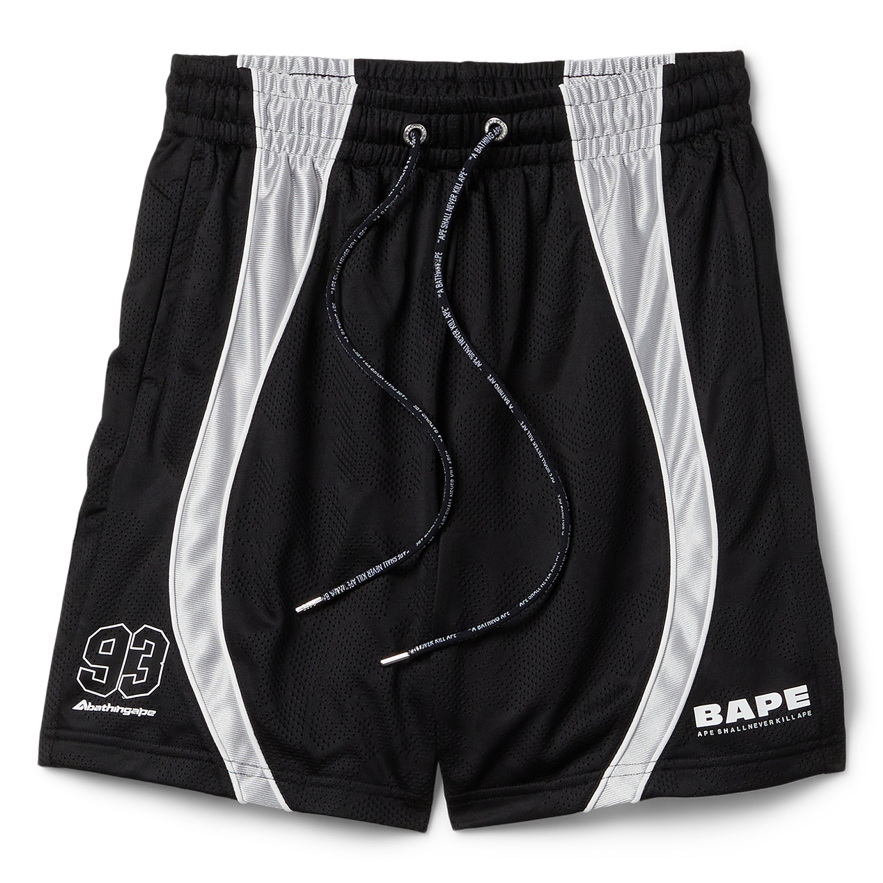 A Bathing Ape Solid Camo Jacquard Multilogo Relaxed Fit Sweat Shorts (Black)
