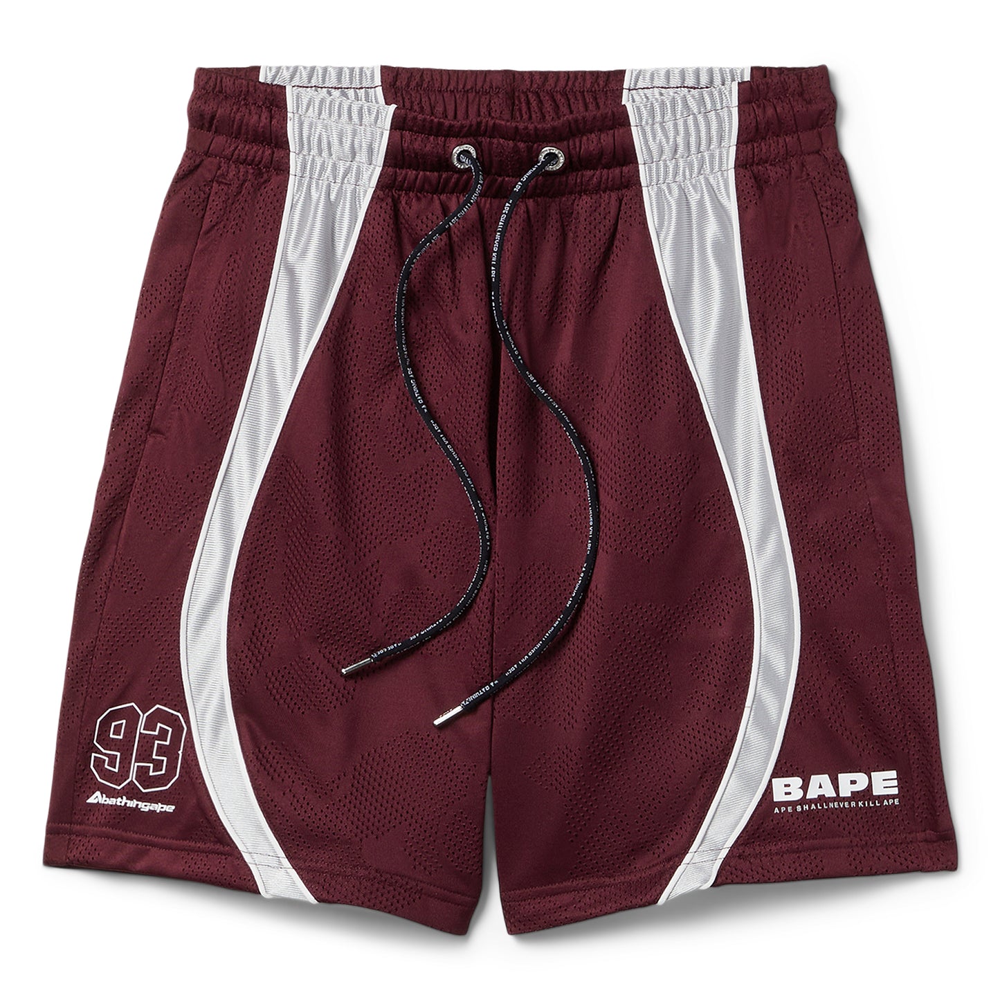 A Bathing Ape Solid Camo Jacquard Multilogo Relaxed Fit Sweat Shorts (Burgundy)