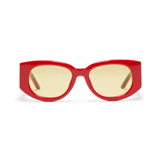 Casablanca Oval Wave Acetate Sunglasses (Red/Canary)