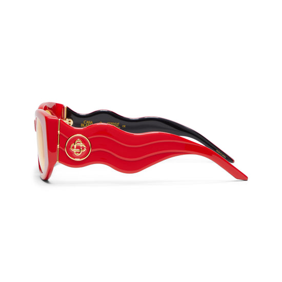 Casablanca Oval Wave Acetate Sunglasses (Red/Canary)