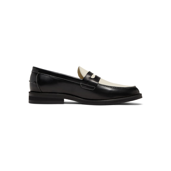 DUKE + DEXTER Wilde Penny Loafer (Black/White)