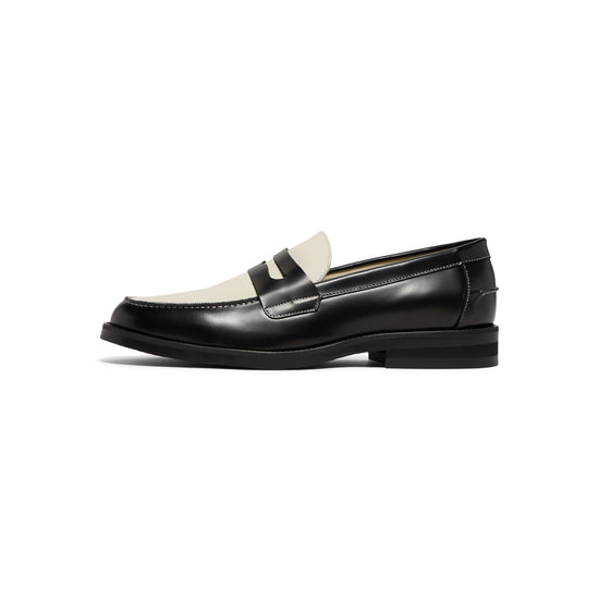 DUKE + DEXTER Wilde Penny Loafer (Black/White)