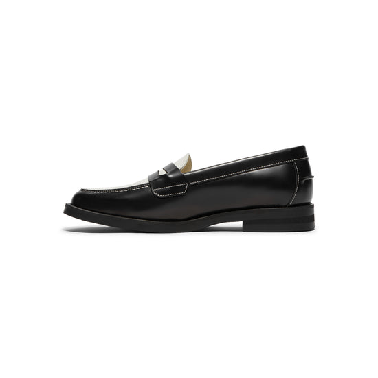 DUKE + DEXTER Wilde Black White Penny Loafer Womens (Black/White)