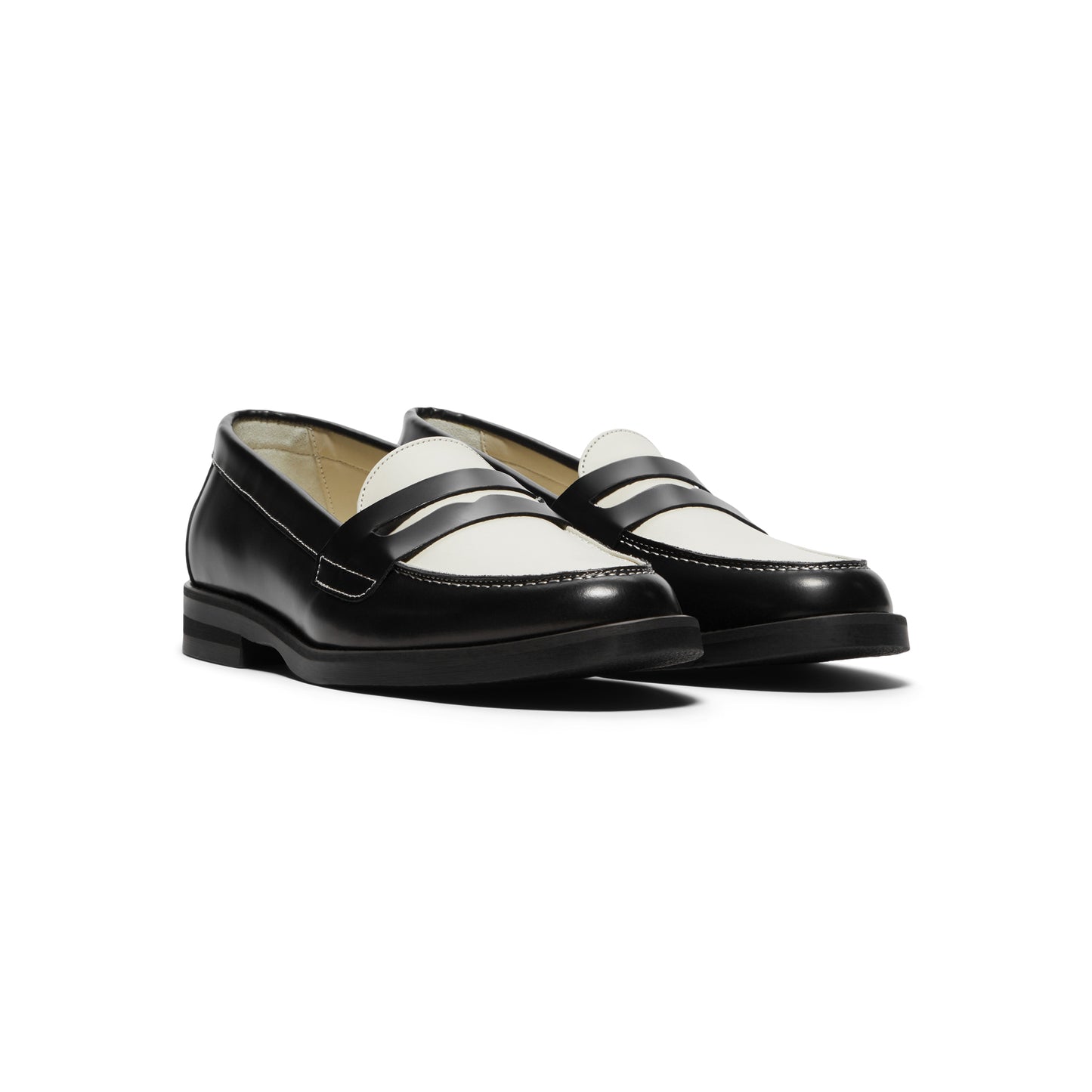 DUKE + DEXTER Wilde Black White Penny Loafer Womens (Black/White)