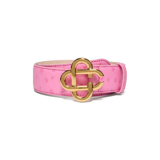Casablanca Logo Ostrich Effect Leather Belt (Pink)