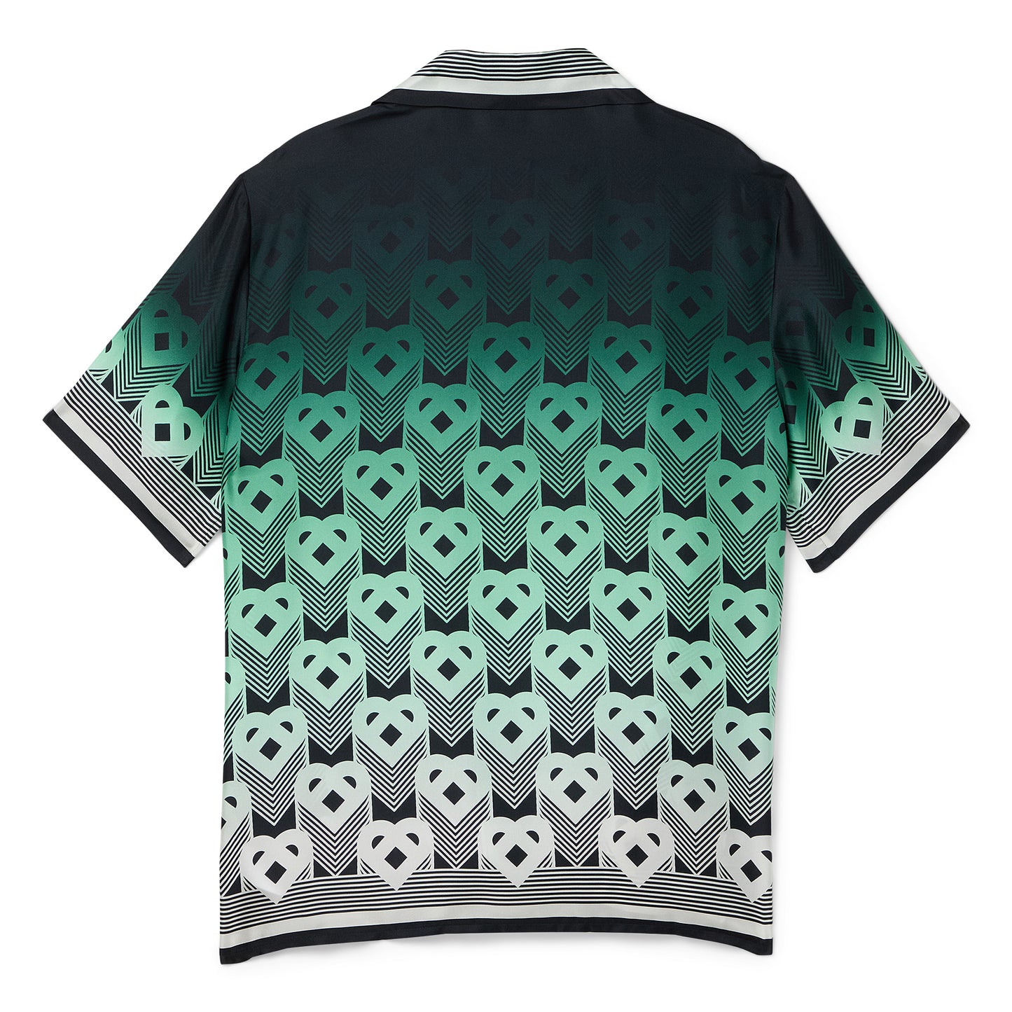 Casablanca Gradient Monogram Short Sleeve Silk Shirt (Green/Black)