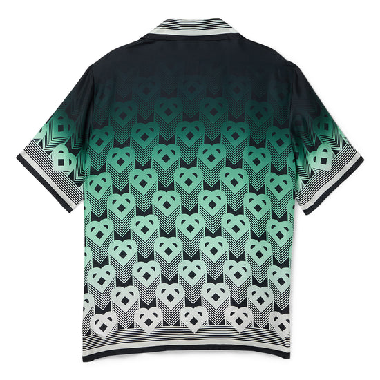 Casablanca Gradient Monogram Short Sleeve Silk Shirt (Green/Black)