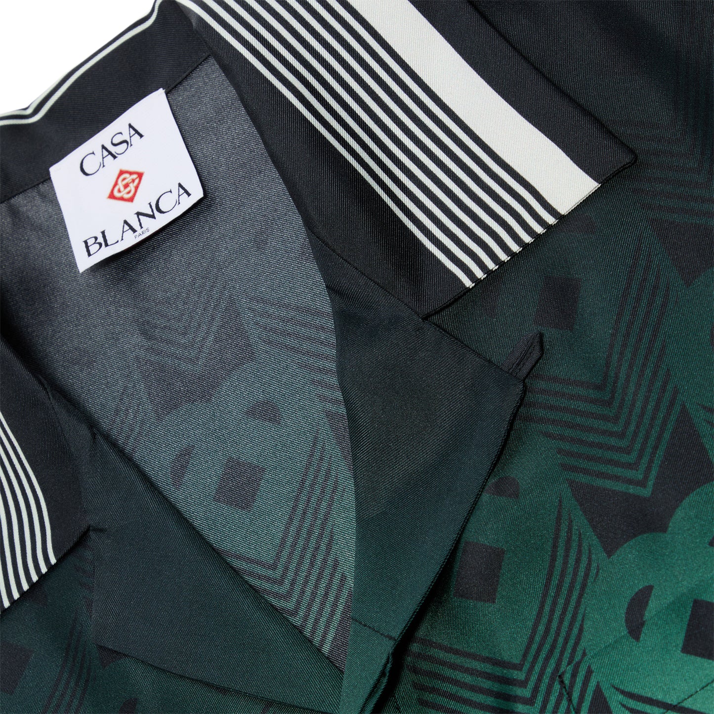 Casablanca Gradient Monogram Short Sleeve Silk Shirt (Green/Black)