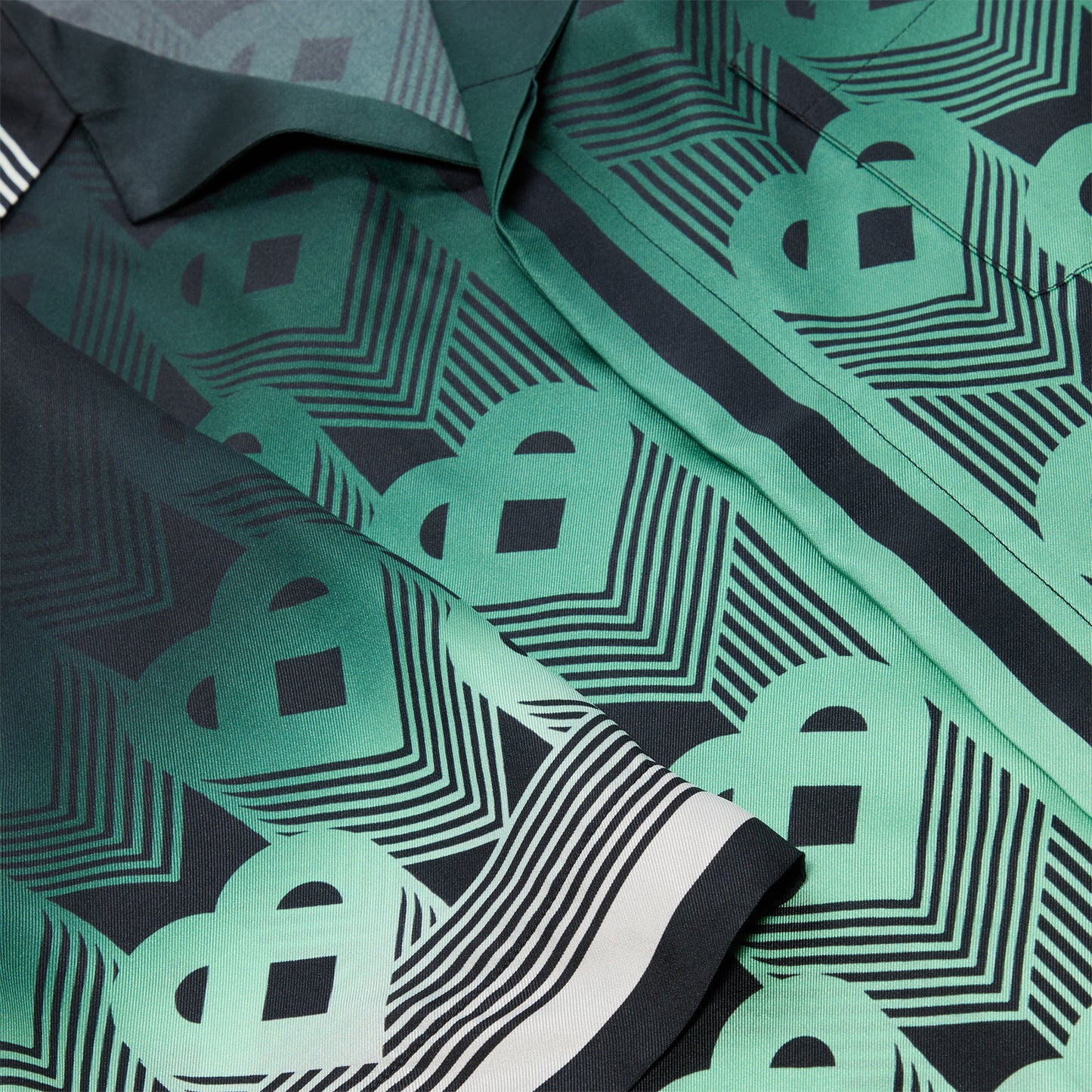 Casablanca Gradient Monogram Short Sleeve Silk Shirt (Green/Black)