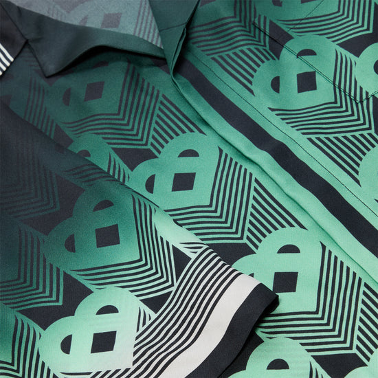 Casablanca Gradient Monogram Short Sleeve Silk Shirt (Green/Black)