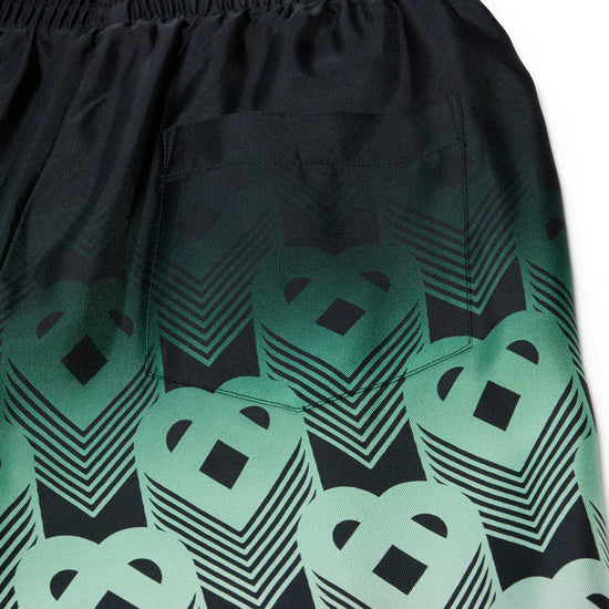 Casablanca Gradient Monogram Silk Shorts (Green/Black)