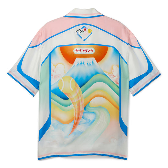 Casablanca Fuji Dream Short Sleeve Silk Shirt  (White/Multi)