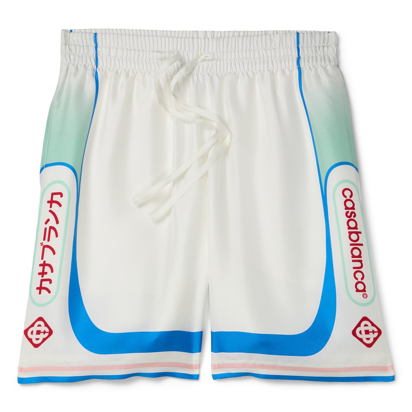 Casablanca Fuji Silk Shorts (White/Multi)