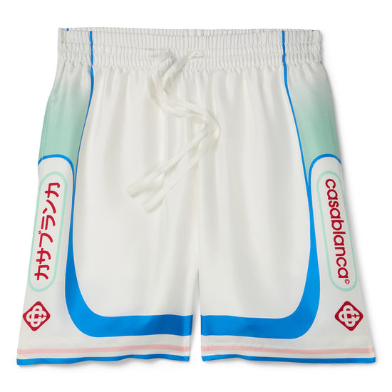 Casablanca Fuji Silk Shorts (White/Multi)