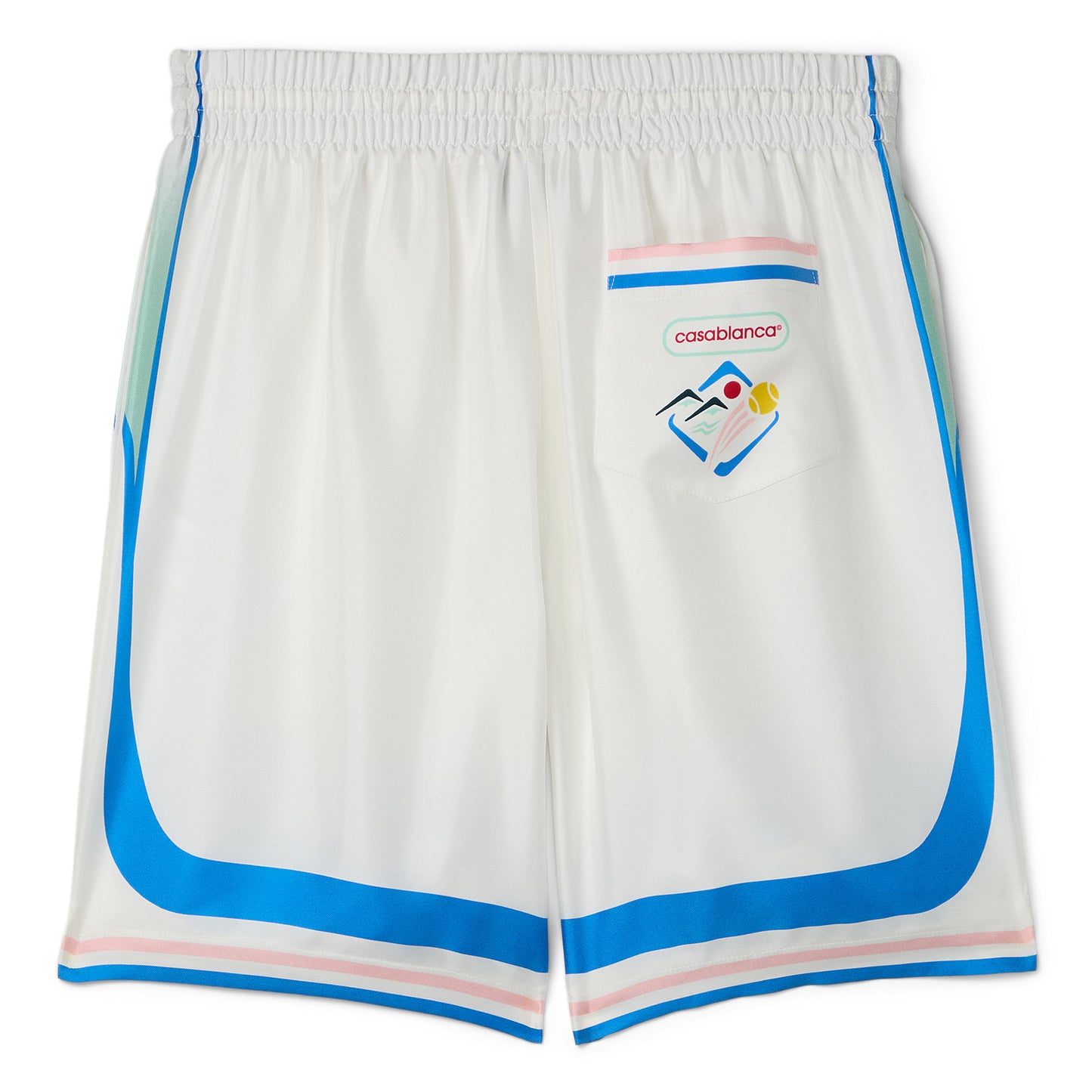 Casablanca Fuji Silk Shorts (White/Multi)