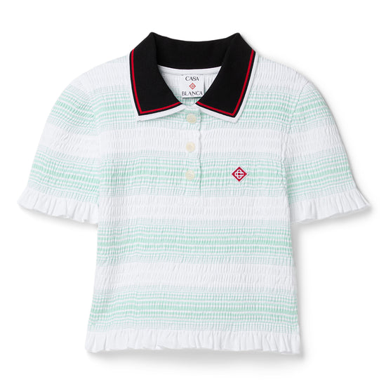 Casablanca Stripe Shirred Polo Top (Organic)