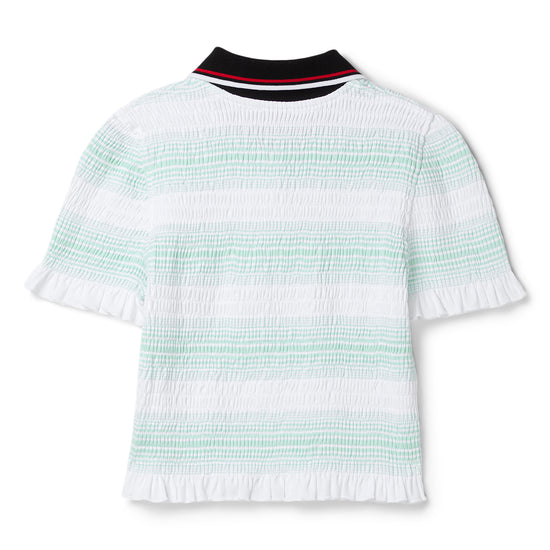 Casablanca Stripe Shirred Polo Top (Organic)