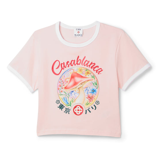 Casablanca Mushroom Emblem Cropped Tee (Pink)